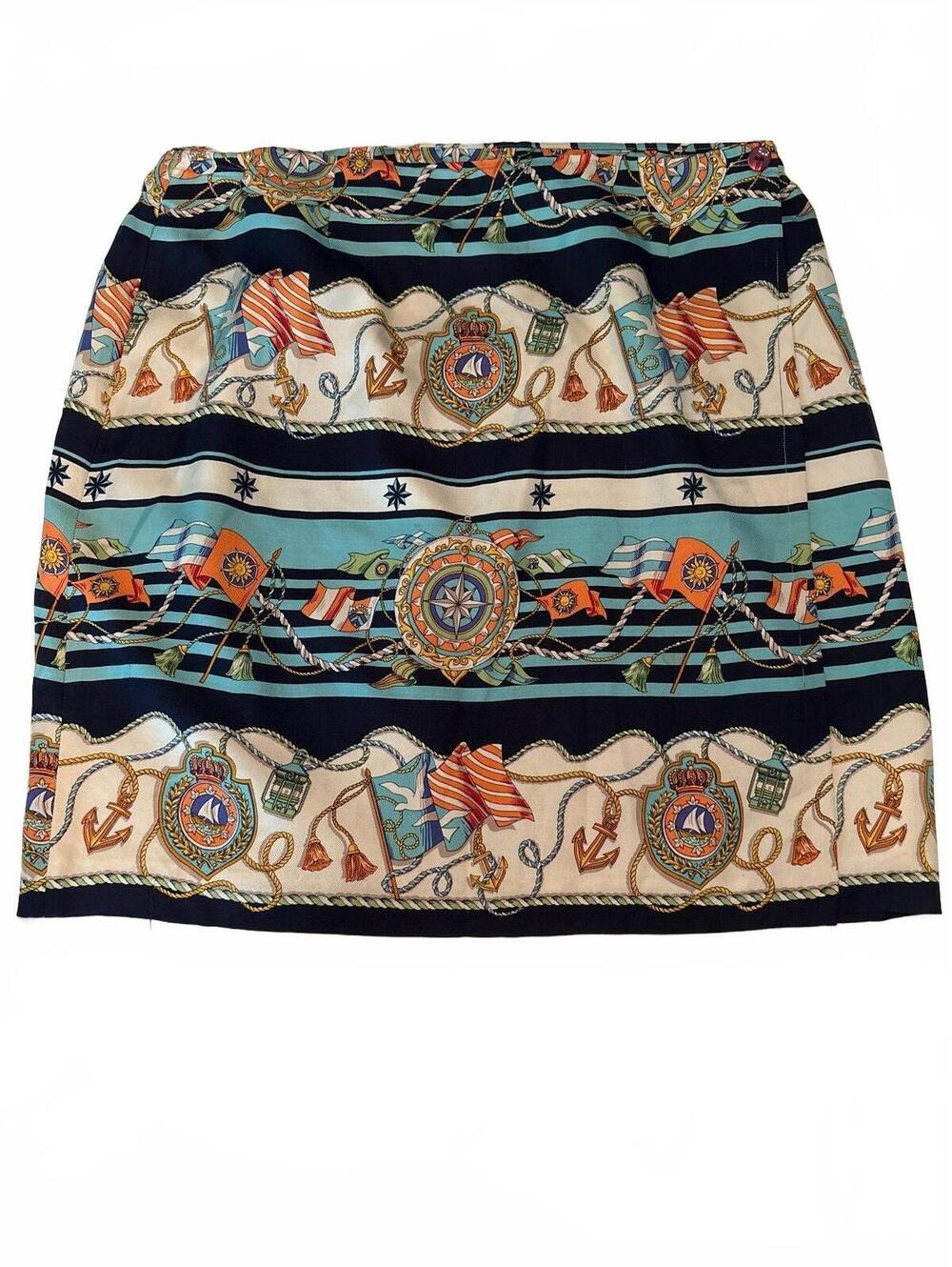 Talbots 100% Silk Wrap Nautical Skirt 16